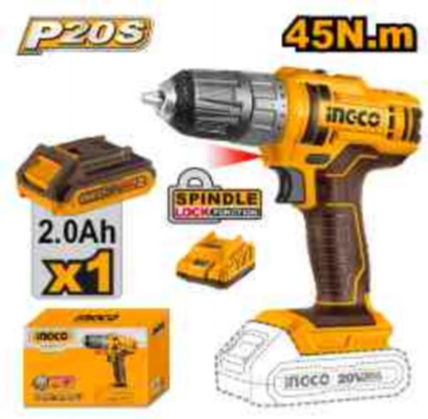 TALADRO INALÁMBRICO 20V + CARGADOR + BATERÍA 2.0AH