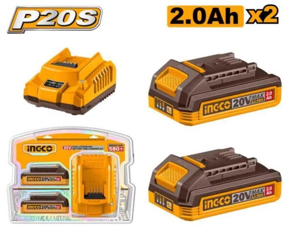 KIT DE BATERÍAS DE LITIO 20V 2X2.0 AH + CARGADOR