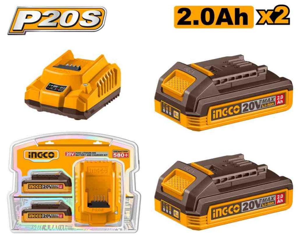 KIT DE BATERÍAS DE LITIO 20V 2X2.0 AH + CARGADOR