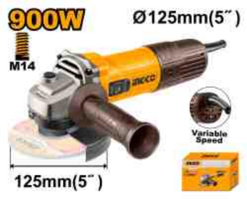 AMOLADORA ANGULAR 125MM 900W CONTROL DE VELOCIDAD