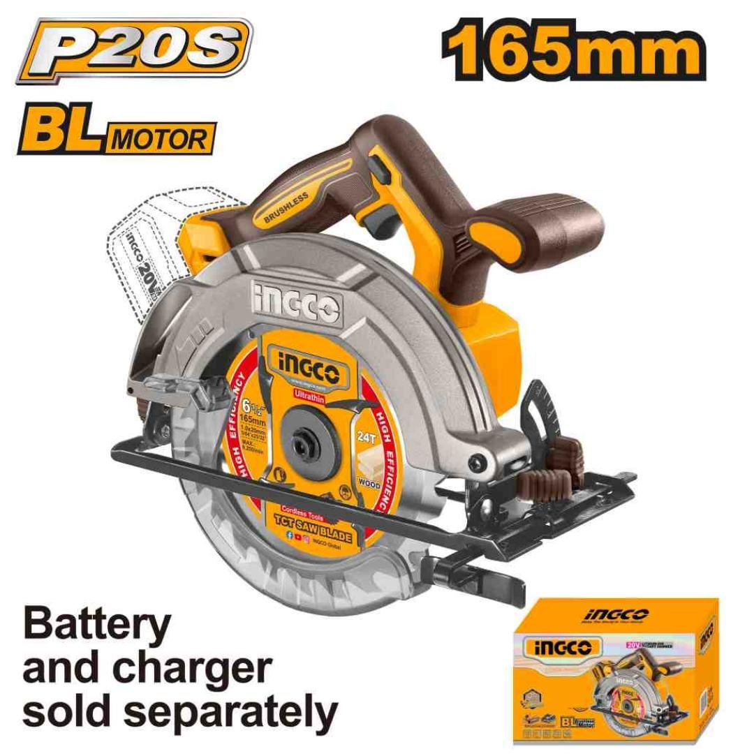 SIERRA CIRCULAR INALÁMBRICA BRUSHLESS INGCO 20V 165MM