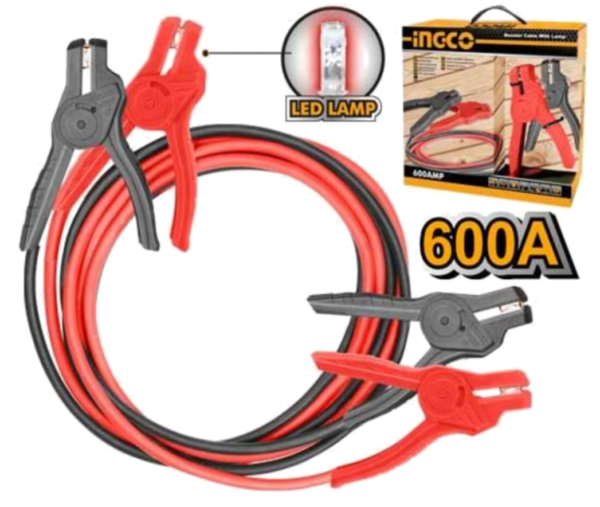 PINZAS PARA ARRANQUE DE BATERÍA INGCO 600A CON LUZ LED