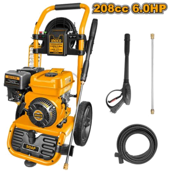 HIDROLAVADORA A GASOLINA INGCO 214 BAR 6 HP