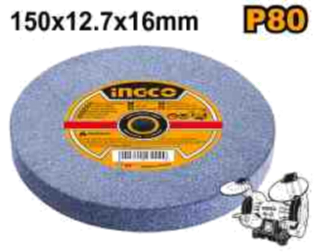 PIEDRA ESMERIL PARA AFILADORA INGCO 150 X 12.7 X 16 MM GRANO 80