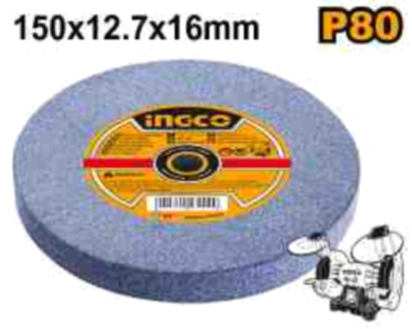 PIEDRA ESMERIL PARA AFILADORA INGCO 150 X 12.7 X 16 MM GRANO 80