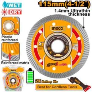 DISCO DIAMANTADO ULTRAFINO INGCO 115 MM CON BRIDA ``