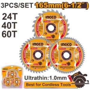 SET DE DISCOS PARA SIERRA CIRCULAR INGCO 165 MM 3 PIEZAS