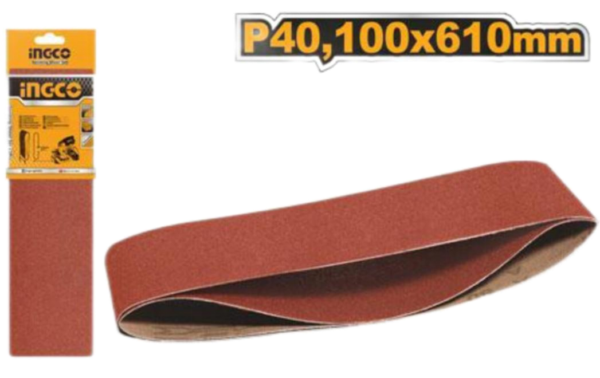 JUEGO DE LIJAS PARA LIJADORA DE BANDA INGCO 100 X 610 MM GRANO 40