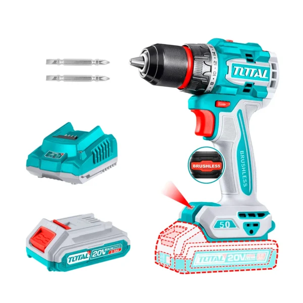 ATORNILLADOR BRUSHLESS TOTAL 20V 50 N.M CON 1 BATERÍA