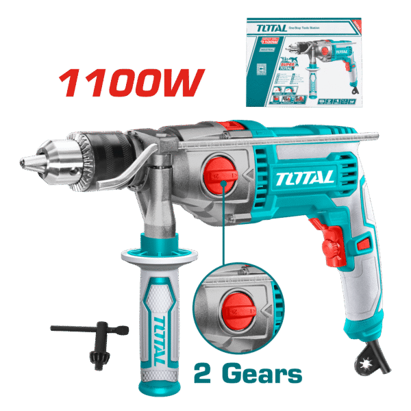 TALADRO PERCUTOR TOTAL 1100W 2 VELOCIDADES