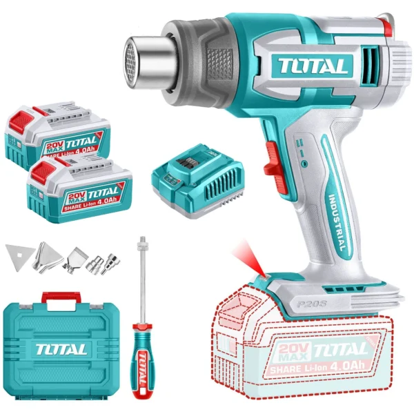 PISTOLA DE CALOR TOTAL 20V 580°C KIT COMPLETO