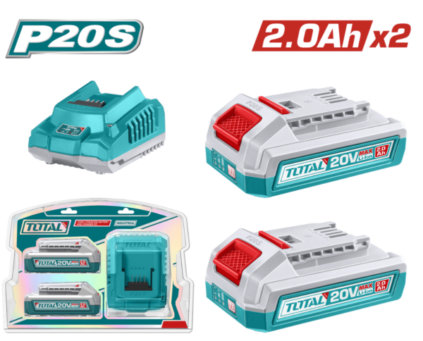 KIT DE CARGADOR + 02 BATERÍAS 2.0AH TOTAL 20V