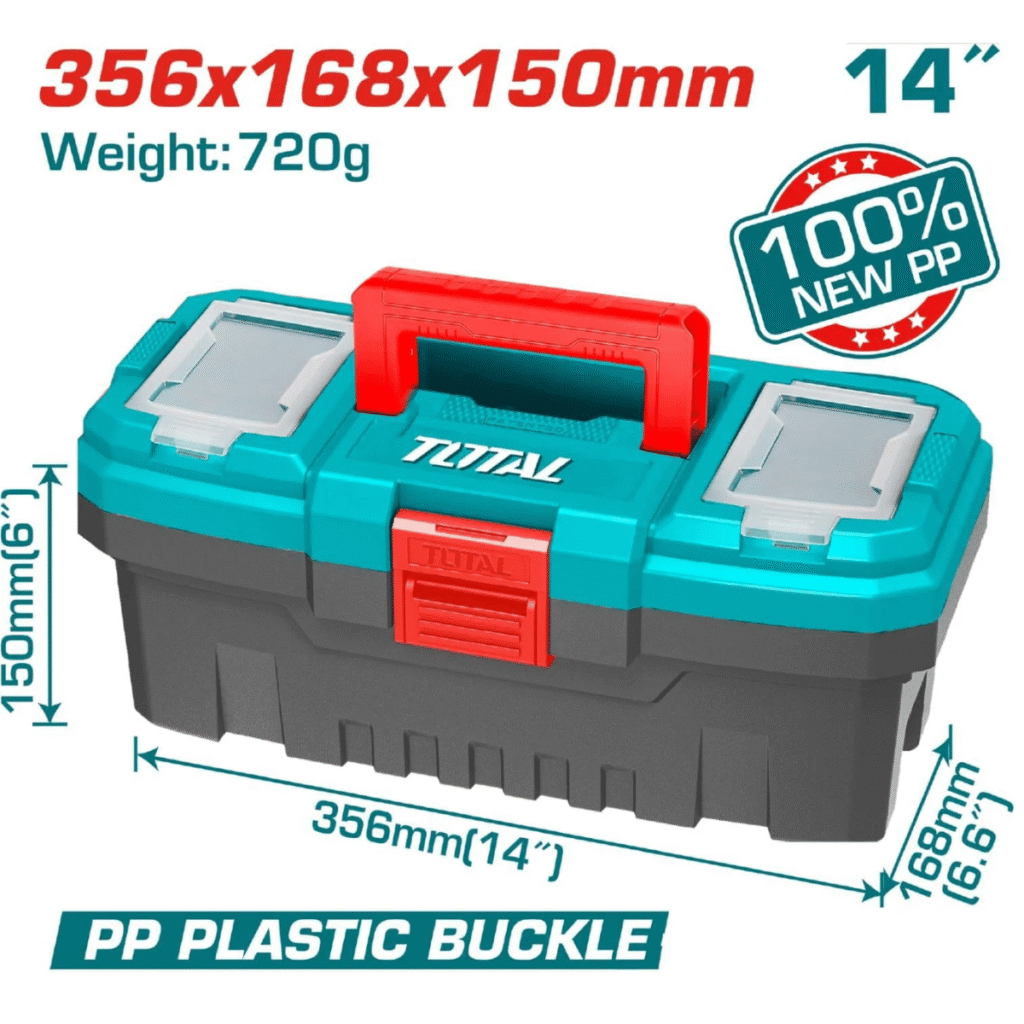 CAJA DE HERRAMIENTAS TOTAL 14" CON SEGURO PLÁSTICO