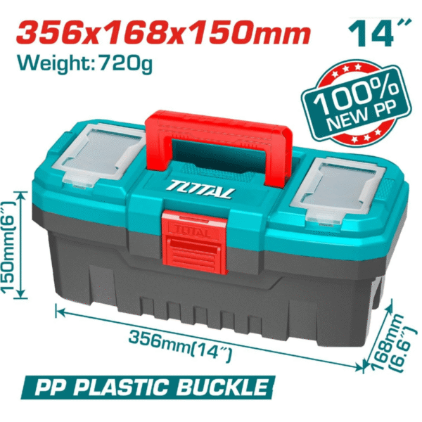 CAJA DE HERRAMIENTAS TOTAL 14" CON SEGURO PLÁSTICO