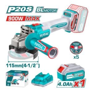AMOLADORA BRUSHLESS TOTAL 115 MM CON BATERÍA Y CARGADOR